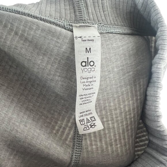 alo Yoga Ribbed High-Waist 7/8 Blissful Legging in Athletic Heather Grey Size M - Picture 5 of 10